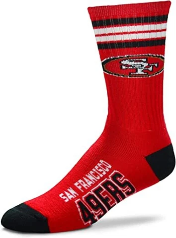 NEW San Francisco 49ers Reverse Stripe Deuce Crew Socks NFL 2 Sizes Available Cover