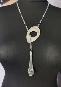 Kette Rose aus Besteck Besteckschmuck Versilbert Menülöffel Löffel Unikat - Bild 1 von 10