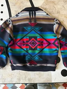 Giacca uomo Pendleton stampa azteca indiana multicolore lana stile bomber M usata in ottime condizioni - Foto 1 di 7