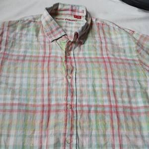 Mens Linen Shirt 2xl XXL Plaid Colorful Report Collection Preppy Boating - Picture 1 of 12