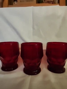3 Anchor Hocking Royal Ruby Red 9 oz Georgian Glasses Tumblers - Picture 1 of 7