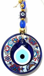 Evil Eye Small Wall Hanging Handmade Glass Blue Home Decor Ornaments - Picture 1 of 4