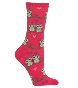 Hot Sox Women's Owl Love Socks Pink - Picture 1 of 1