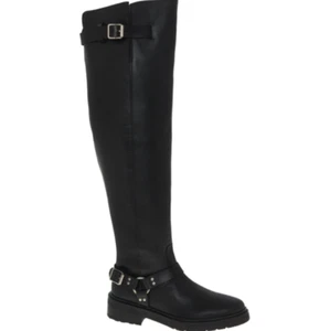 ALLSAINTS Sheva Knee High Buckle Leather Boot - Black - UK 5 / EU 38 - Picture 1 of 3
