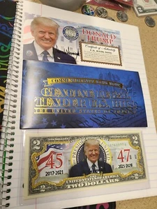 DONALD TRUMP 47th PRESIDENT with Seal 45 / 47 Genuine Legal Tender U.S. $2 Bill - Picture 1 of 2