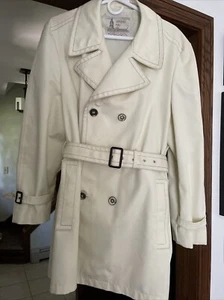 London Fog Maincoats Trench Coat Ivory size 40 Regular Vintage - Picture 1 of 16