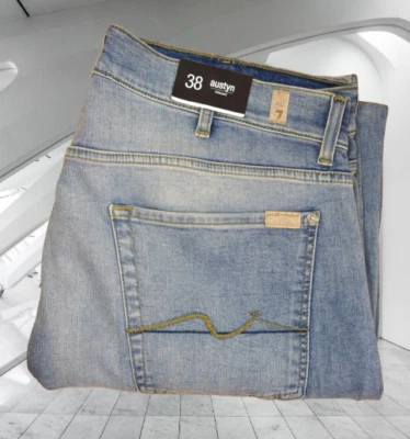 7 For All Mankind Mens Austyn Relaxed Straight Light Wash Luxe Performance Sz 38 - Image 1 of 4