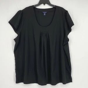 Blusa Pullover Lands' End para Mujer 30W Negra 100% Poliéster Cuello Redondo Manga Gorra - Imagen 1 de 7