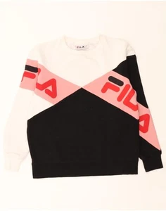 FILA Womens Oversized Sweatshirt Jumper UK 10 Small Black Colourblock BU58 - Picture 1 of 3