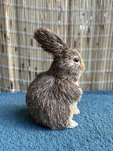 Unique Bunny Rabbit Figure of Straw-Type Material on Styrofoam Nice Glassy Eyes - Picture 1 of 14