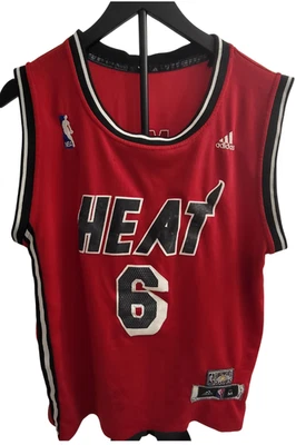 Мужская футболка Adidas Miami Heat No6 Леброна Джеймса средний размер красная классика NBA Hardwood - Изображение 1 из 4