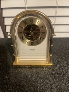 Bulova Archtop Jukebox White Mantle Shelf Desk Alarm Clock. - Picture 1 of 3