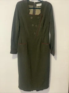 Bettie Page Olive Military Dress – 1940s-Inspired Pinup Style - Size XL - Bild 1 von 3