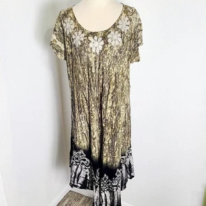 Riviera Sun grünes, schwarz & weiß besticktes Kaftan-Kleid, Größe 2X - Bild 1 von 10