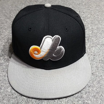 Montreal Expos Cap Hat Mens 7 1/4 Black Orange Cooperstown Fitted 59fifty Wool - Image 1 of 4