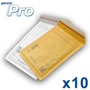 Lot de 10 enveloppes bulles PRO - 10 formats au choix - blanches ou marron