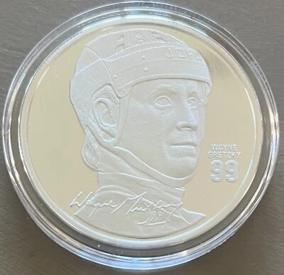 WAYNE GRETZKY THE GREAT ONE HIGHLAND MINT ONE OUNCE PURE SILVER COIN - Image 1 of 4
