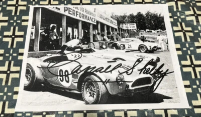 RACING 1960'S COBRAS POWERED BY FORD PHOTO WITH HUGE CARROLL SHELBY SIGNATURE!! - Image 1 of 2