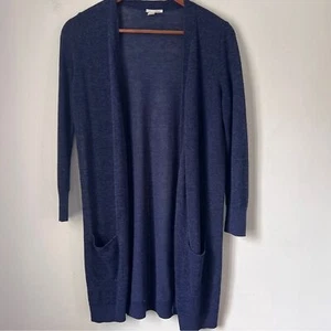 Halogen Blue Long Cardigan Sweater Linen Blend - Picture 1 of 8