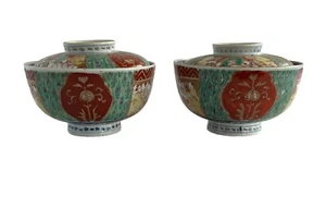 Japanese Imari Rice Bowls Fuki Chosun Meiji Period 1868-1912 Vintage - Picture 1 of 5