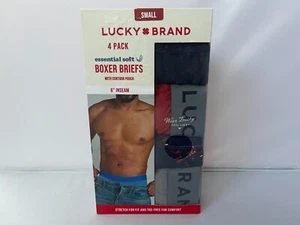 NWT Lucky Brand Men's 6" SMALL SIZE 4 Pack. Stretch Boxer Briefs Multicolor - Picture 1 of 3