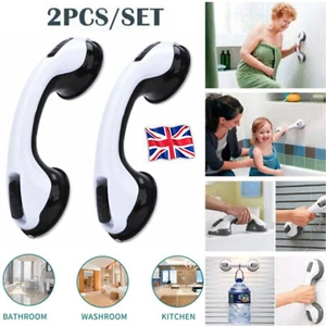 2 X SAFETY SUPPORT HAND RAIL HANDLE BAR GRIP GRAB SUCTION BATH BATHROOM SHOWER - Picture 1 of 14