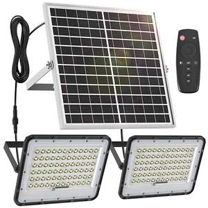 Engrepo 200 Watts Solar Flood Light Outdoor 1500 Lumens Dual White Floodlight... - Picture 1 of 7