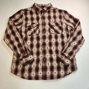 Mossimo Flannel Shirt Mens Med Button Long Sleeve Red Cream Gray Southwest Print - Picture 1 of 21