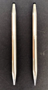 VINTAGE CROSS STERLING SILVER ROSE PATTERN LADIES PEN & PENCIL SET WITH POUCH - Picture 1 of 13