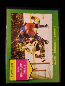 1973-74 Topps Hockey - #194 1972-73 NHL Quarterfinals Rangers 4 Bruins 1 - Picture 1 of 2
