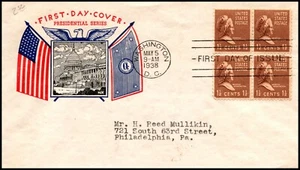 Scott 805 FDC 1.5 Cents M Washington Fidelity FDC Typed Address Planty 805-5 - Picture 1 of 2