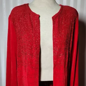 Cárdigan abierto Softwear Mark Singer para mujer talla PM rojo brillante vacaciones manga larga - Imagen 1 de 9
