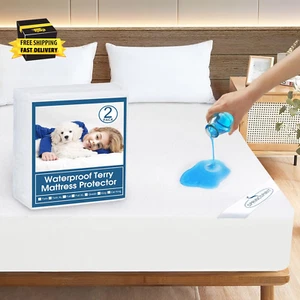 Crib Mattress Protector Waterproof 2 Pack Crib Sheets Fitted Mattress Pad Cover - Picture 1 of 6