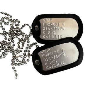 DogTag Piastrine Militari Inox con incisione Forrest Gump Dogtags - Foto 1 di 7