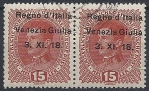1918 VENICE JULIA USED 15 H VARIETY PAIR - RR11850-2 - Picture 1 of 1