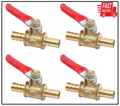 4 шт кованый латунный шаровой клапан мини выключатель, шланг 5/16 дюйма штуцер x шланг 5/16 дюйма - Изображение 1 из 2