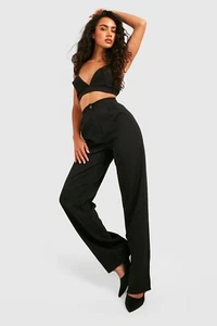 Womens Boo Hoo Casual High Waist Straight Legs Pants Work Size 6 - Picture 1 of 3