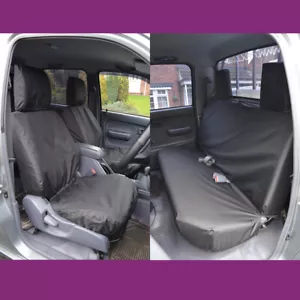 Black Waterproof Tailored Front Rear Seat Covers FOR Toyota Hilux 2002-2005 - Picture 1 of 3