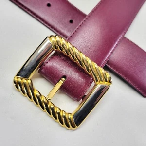 Liz Claiborne Belt 28 30 M Full Grain Semi Aniline Leather Plum Vtg 2479 - Picture 1 of 13