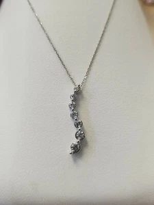 14k WEISSGOLD NATÜRLICHER DIAMANT Reise Anhänger mit Halskette - Bild 1 von 9