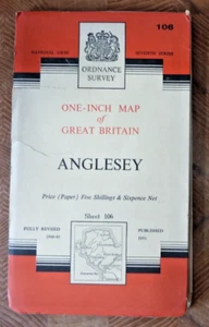 Ordnance Survey Paper Map Anglesey Sheet 106 1953 Holyhead Amlwch Llanfaelog - Imagen 1 de 1