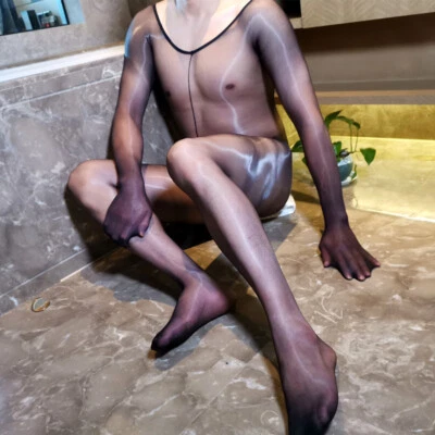 Herren Ultrathin Body Overall Strumpfhose Stretch Glänzend Bodystocking Catsuit - Bild 1 von 4