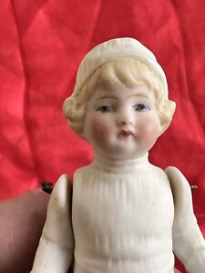 Antique German Hertwig Bisque Jointed Arms Doll In Antique France Box