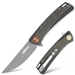 Pocket Knife with Clip,EDC Tactical Folding Knife ,Micarta Handle - Picture 1 of 7