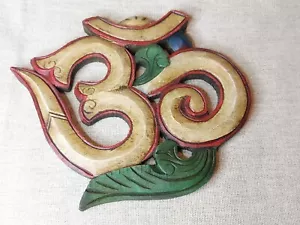 Hindu OM Sanskrit Mantra Vintage Holzschild handbemalt - Bild 1 von 5