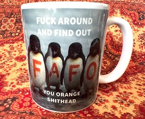 Trump Penguins Coffee Mug printed funny Handmade in UK - Picture 1 of 5