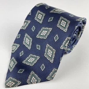Harve Benard Mens Pure Silk Tie Diamonds Design Blue Green - Picture 1 of 10