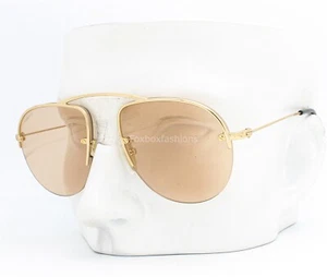 Prada SPR 58O 5AK-9N1 Sunglasses Pale Gold w/ Light Brown Lens w/case - Picture 1 of 12