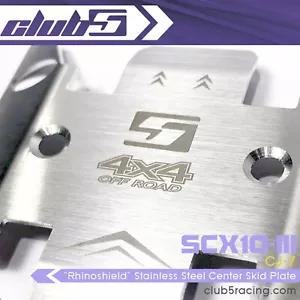 "Rhinoshield" Stainless Steel Center Skid Plate For SCX10III Jeep CJ-7 - Picture 1 of 6