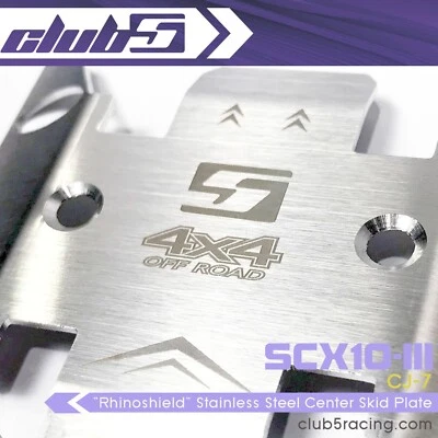 "Rhinoshield" Stainless Steel Center Skid Plate For SCX10III Jeep CJ-7 - Image 1 of 4